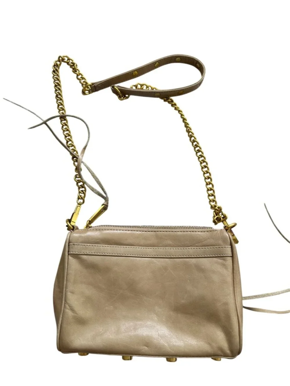 REBECCA MINKOFF Tan Gold Leather MAC Crossbody Bag